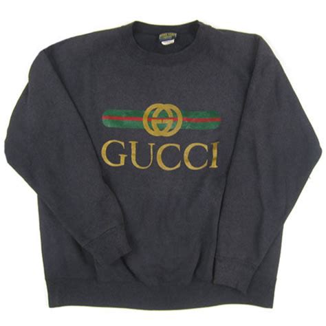 Vtg 90s BOOTLEG Gucci Hoodie Pullover Mens 2XL Black Gold 